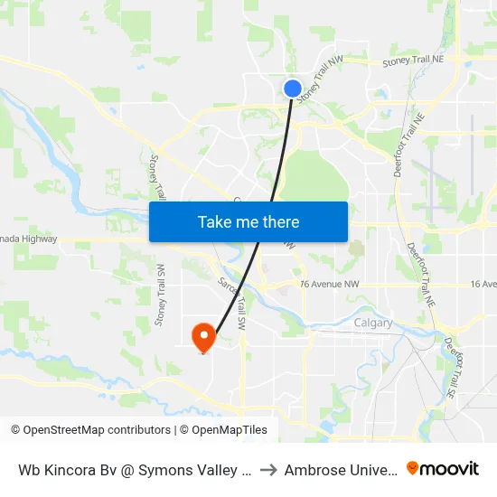 Wb Kincora Bv @ Symons Valley Rd NW to Ambrose University map