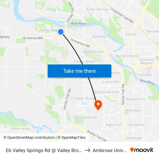 Eb Valley Springs Rd @ Valley Brook Ci NW to Ambrose University map