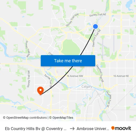 Eb Country Hills Bv @ Coventry Bv NE to Ambrose University map