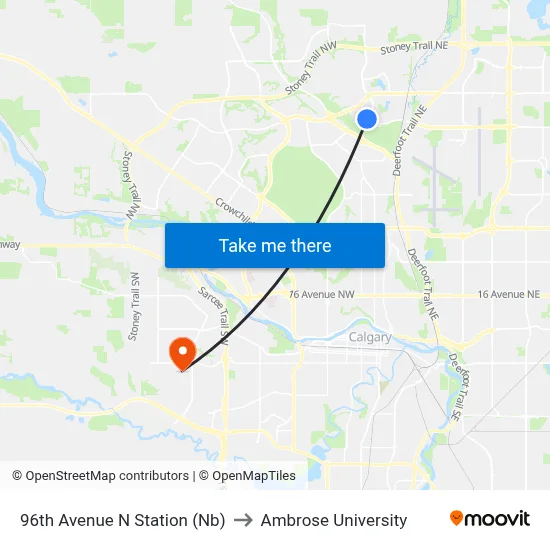 96th Avenue N Station (Nb) to Ambrose University map