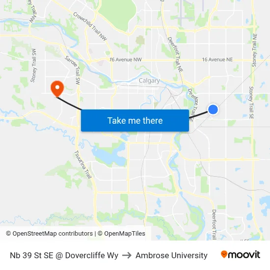 Nb 39 St SE @ Dovercliffe Wy to Ambrose University map