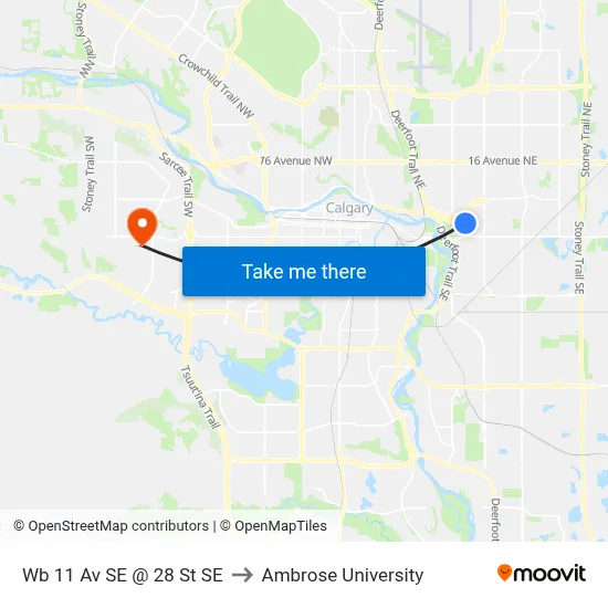 Wb 11 Av SE @ 28 St SE to Ambrose University map
