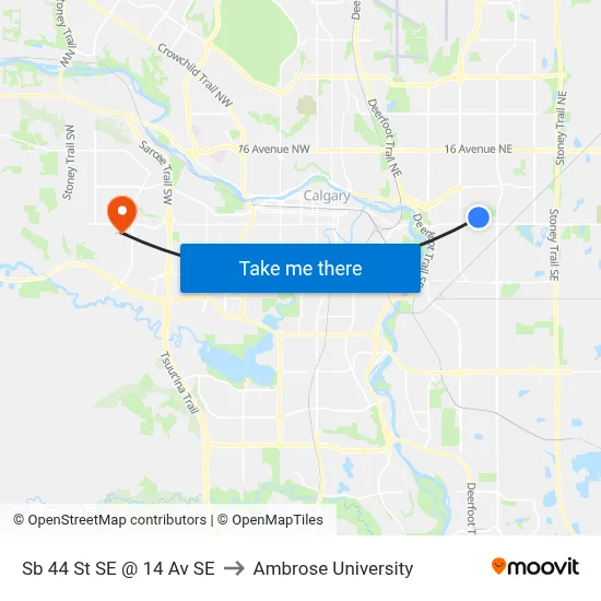 Sb 44 St SE @ 14 Av SE to Ambrose University map