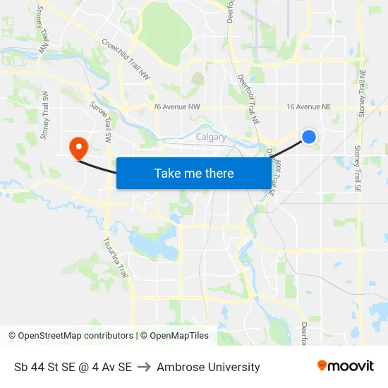 Sb 44 St SE @ 4 Av SE to Ambrose University map