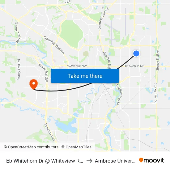 Eb Whitehorn Dr @ Whiteview Rd NE to Ambrose University map