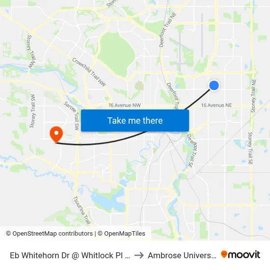 Eb Whitehorn Dr @ Whitlock Pl NE to Ambrose University map
