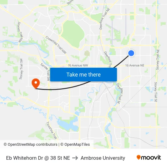Eb Whitehorn Dr @ 38 St NE to Ambrose University map