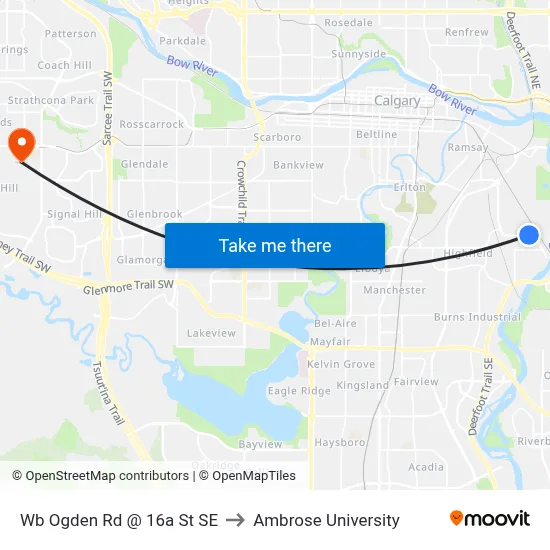 Wb Ogden Rd @ 16a St SE to Ambrose University map