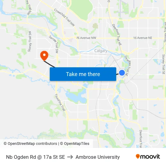Nb Ogden Rd @ 17a St SE to Ambrose University map
