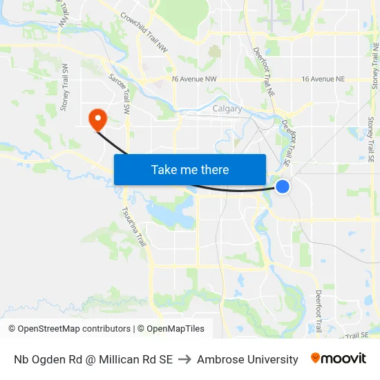 Nb Ogden Rd @ Millican Rd SE to Ambrose University map