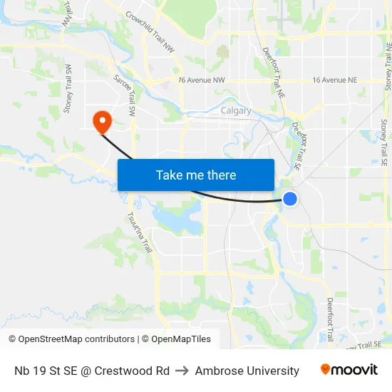 Nb 19 St SE @ Crestwood Rd to Ambrose University map