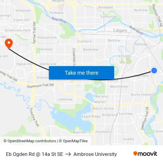 Eb Ogden Rd @ 14a St SE to Ambrose University map
