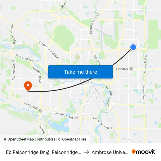 Eb Falconridge Dr @ Falconridge Cr NE to Ambrose University map