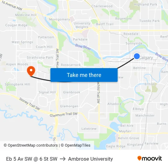 Eb 5 Av SW @ 6 St SW to Ambrose University map