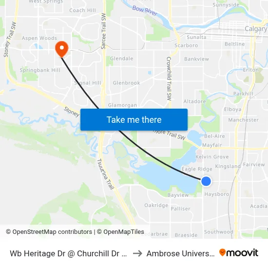 Wb Heritage Dr @ Churchill Dr SW to Ambrose University map
