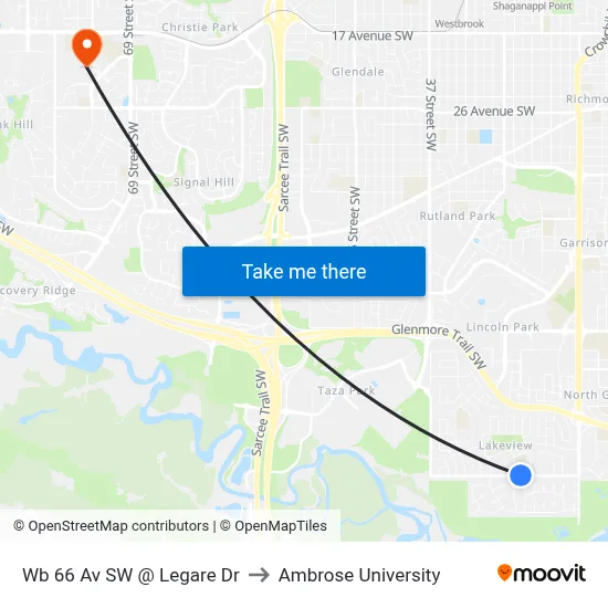 Wb 66 Av SW @ Legare Dr to Ambrose University map