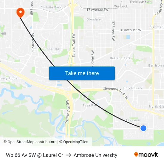 Wb 66 Av SW @ Laurel Cr to Ambrose University map