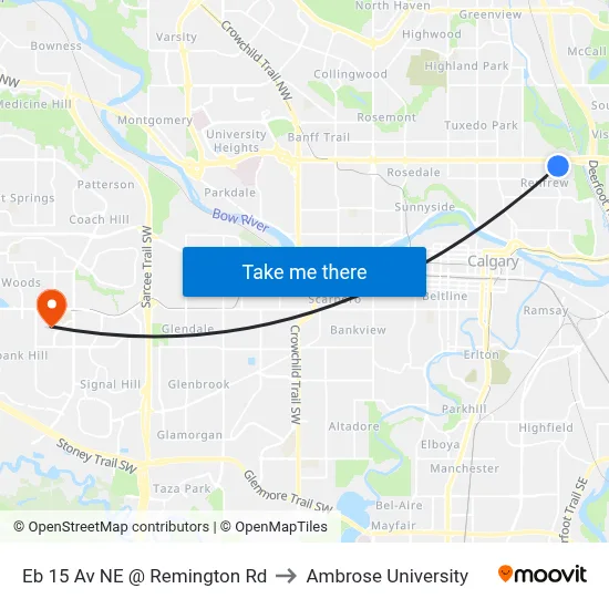 Eb 15 Av NE @ Remington Rd to Ambrose University map
