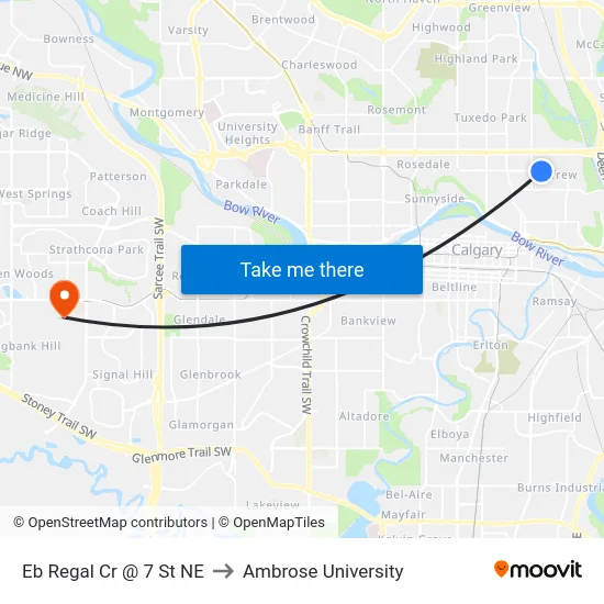 Eb Regal Cr @ 7 St NE to Ambrose University map