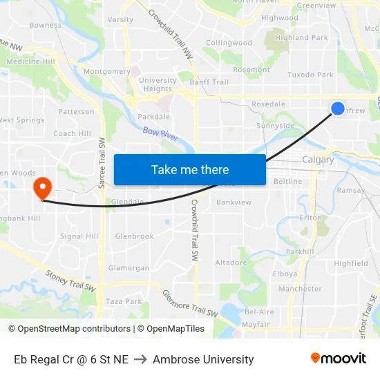 Eb Regal Cr @ 6 St NE to Ambrose University map
