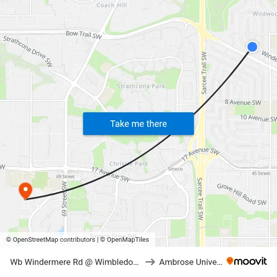 Wb Windermere Rd @ Wimbledon Cr SW to Ambrose University map