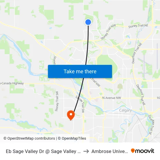 Eb Sage Valley Dr @ Sage Valley Rd NW to Ambrose University map