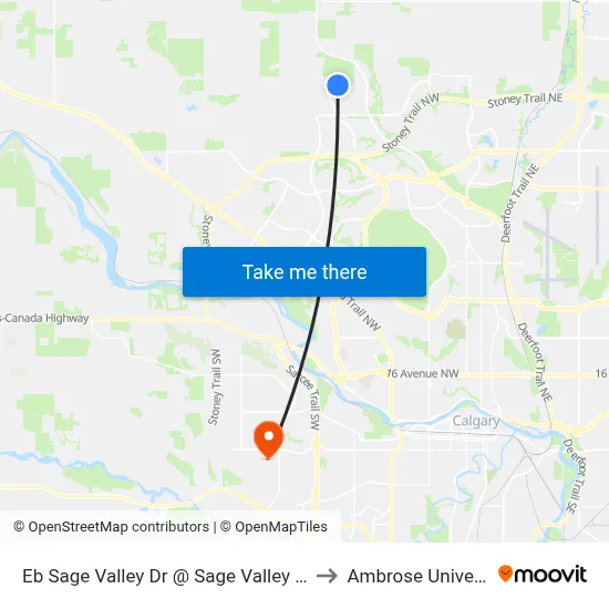 Eb Sage Valley Dr @ Sage Valley Gr NW to Ambrose University map