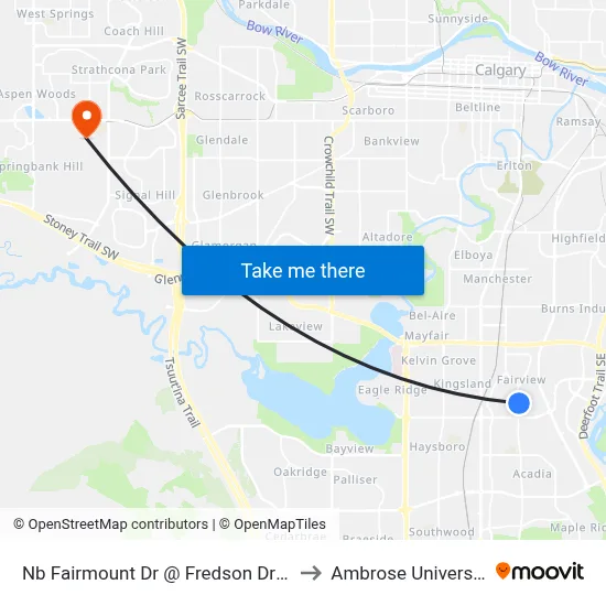 Nb Fairmount Dr @ Fredson Dr SE to Ambrose University map