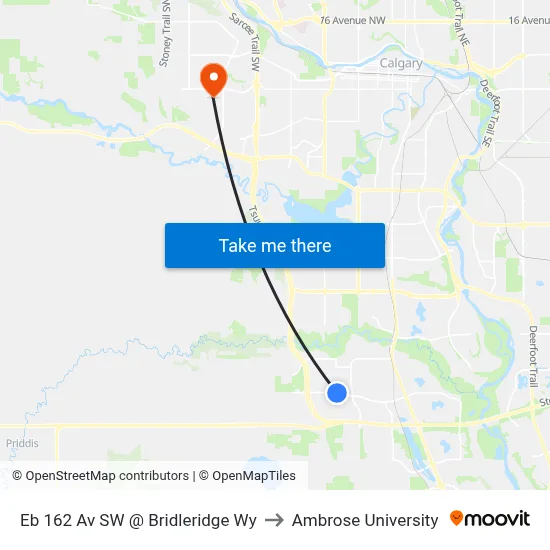 Eb 162 Av SW @ Bridleridge Wy to Ambrose University map