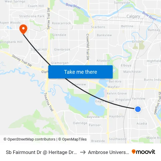 Sb Fairmount Dr @ Heritage Dr SE to Ambrose University map