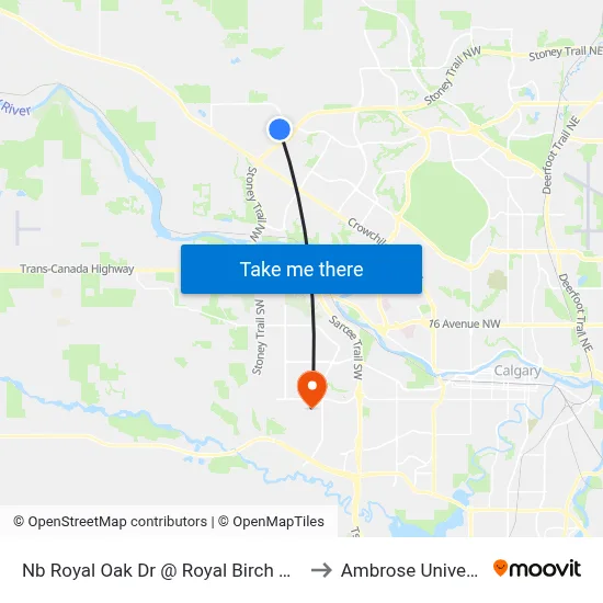 Nb Royal Oak Dr @ Royal Birch Rd NW to Ambrose University map