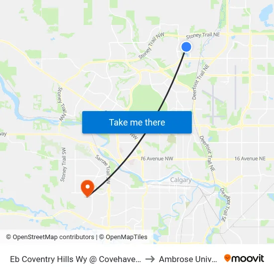 Eb Coventry Hills Wy @ Covehaven Vw NE to Ambrose University map