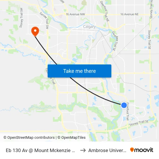 Eb 130 Av @ Mount Mckenzie Dr SE to Ambrose University map