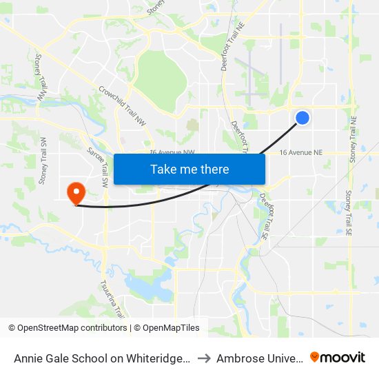 Annie Gale School on Whiteridge Wy NE to Ambrose University map