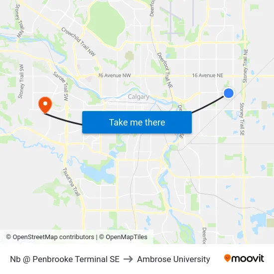 Nb @ Penbrooke Terminal SE to Ambrose University map