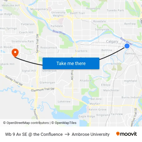 Wb 9 Av SE @ the Confluence to Ambrose University map