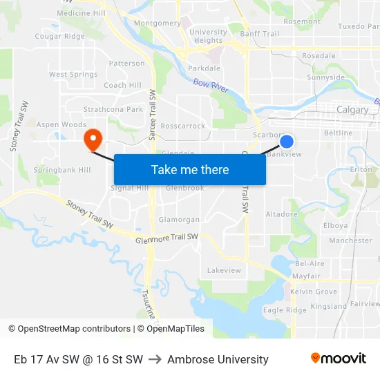 Eb 17 Av SW @ 16 St SW to Ambrose University map