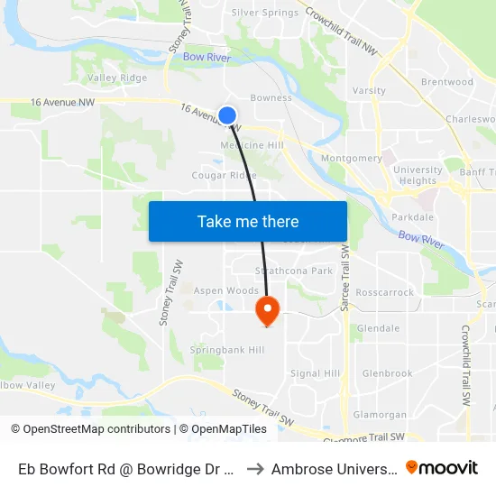 Eb Bowfort Rd @ Bowridge Dr NW to Ambrose University map