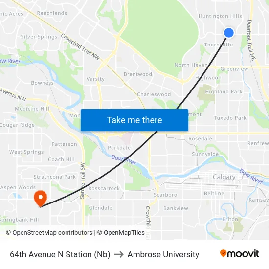 64th Avenue N Station (Nb) to Ambrose University map