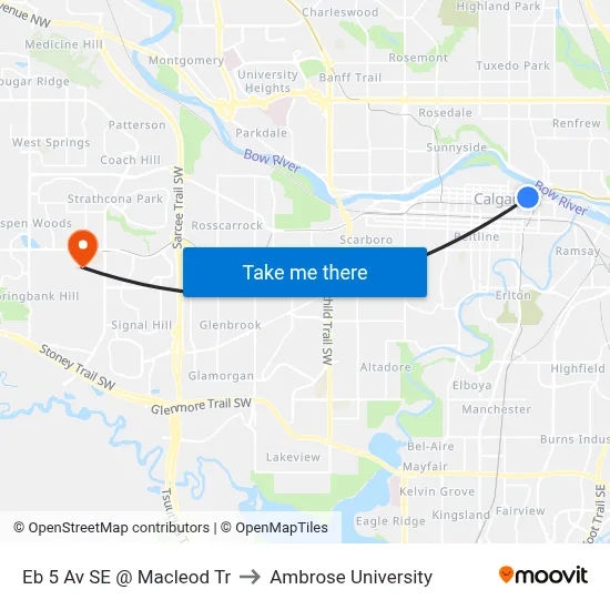 Eb 5 Av SE @ Macleod Tr to Ambrose University map