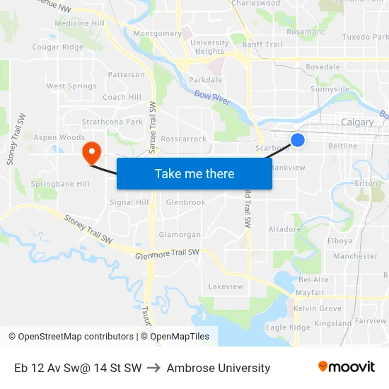 Eb 12 Av Sw@ 14 St SW to Ambrose University map