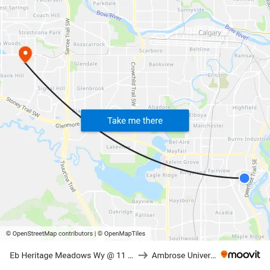 Eb Heritage Meadows Wy @ 11 St SE to Ambrose University map