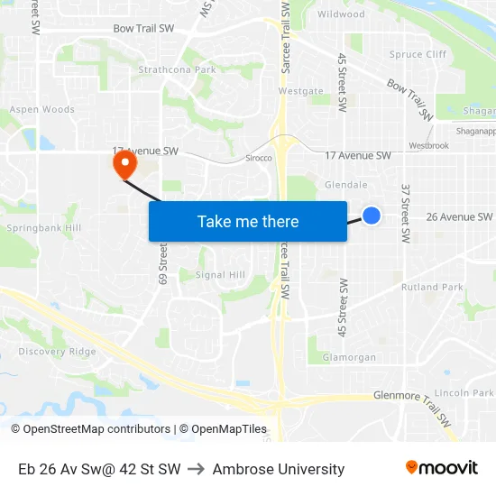 Eb 26 Av Sw@ 42 St SW to Ambrose University map