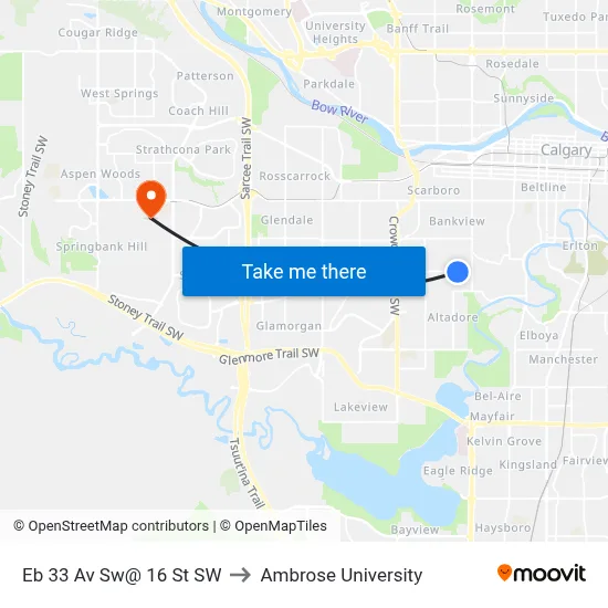 Eb 33 Av Sw@ 16 St SW to Ambrose University map