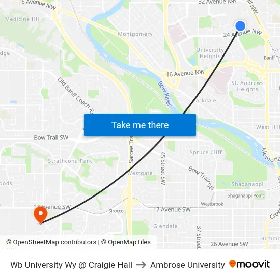 Wb University Wy @ Craigie Hall to Ambrose University map