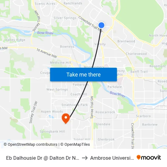 Eb Dalhousie Dr @ Dalton Dr NW to Ambrose University map