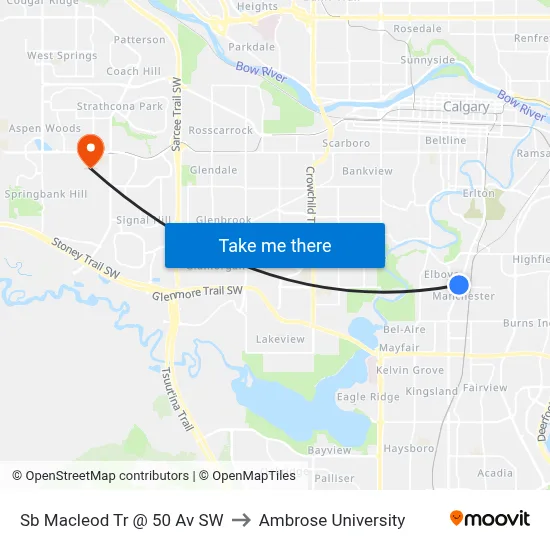 Sb Macleod Tr @ 50 Av SW to Ambrose University map