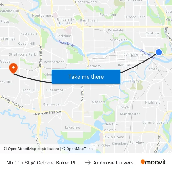 Nb 11a St @ Colonel Baker Pl NE to Ambrose University map