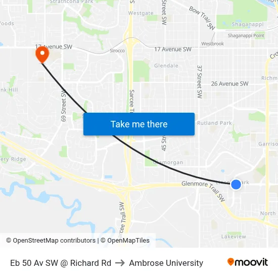 Eb 50 Av SW @ Richard Rd to Ambrose University map