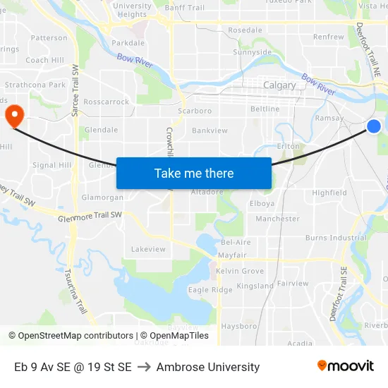 Eb 9 Av SE @ 19 St SE to Ambrose University map
